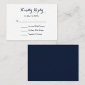 Elegant Script Navy Blue White RSVP-kaart Informatiekaartje (Voorkant / Achterkant)