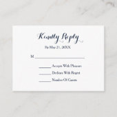 Elegant Script Navy Blue White RSVP-kaart Informatiekaartje (Voorkant)