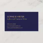 Elegant  script Navy Gold Writers Auteur Visitekaartje (Achterkant)