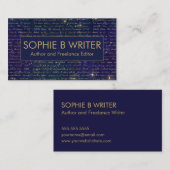 Elegant  script Navy Gold Writers Auteur Visitekaartje (Voorkant / Achterkant)