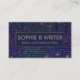 Elegant script Navy Gold Writers Auteur Visitekaartje