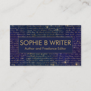 Elegant  script Navy Gold Writers Auteur Visitekaartje