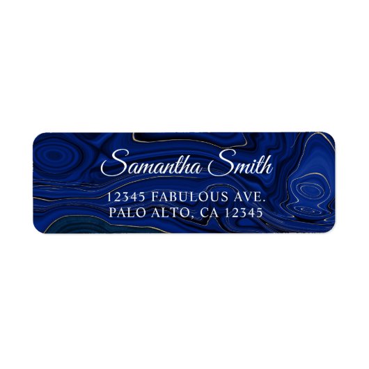 Elegant script Navy Lapis Lazuli Etiket (Voorkant)