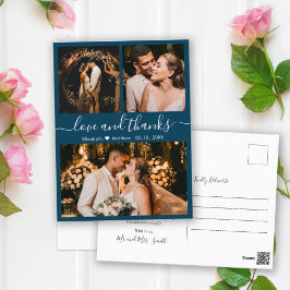 Elegant Script Navy Wedding Hartelijk dank Briefka Briefkaart