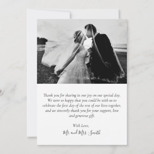 Elegant Script Navy Wedding Multi Photo Collage Bedankkaart (Achterkant)