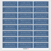 Elegant Script Navy White Wedding Guest Address Sticker (Vel)