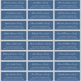 Elegant Script Navy White Wedding Guest Address Sticker