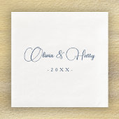 Elegant Script Navy White Wedding Paper Napkin Servet