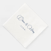 Elegant Script Navy White Wedding Paper Napkin Servet (Hoek)