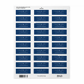 Elegant Script Navy White Wedding Return Address Etiket (Full Sheet)