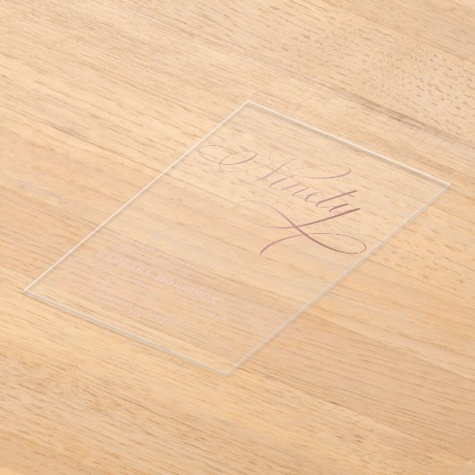 Elegant Script Negentig Roos Goud 90ste Verjaardag Acryl Uitnodigingen (Laagn)