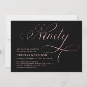 Elegant Script Negentig Roos Goud 90ste Verjaardag Kaart (Voorkant)