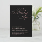 Elegant Script Negentig Roos Goud 90ste Verjaardag Kaart (Staand voorkant)