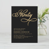 Elegant Script Negentig Zwart Goud 90ste Verjaarda Kaart (Staand voorkant)