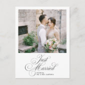 Elegant script net getrouwd Elopement Photo Announ Aankondigingskaart (Voorkant)