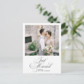 Elegant script net getrouwd Elopement Photo Announ Aankondigingskaart (Staand voorkant)