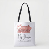 Elegant script net getrouwd Roos gouden huwelijksr Tote Bag (Voorkant)