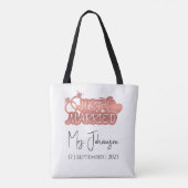 Elegant script net getrouwd Roos gouden huwelijksr Tote Bag (Achterkant)
