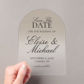 Elegant Script Neutral Tan Gradient Save the Date Acryl Uitnodigingen (Insitu (Draagbaar))