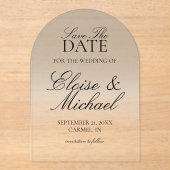 Elegant Script Neutral Tan Gradient Save the Date Acryl Uitnodigingen (Voorkant)