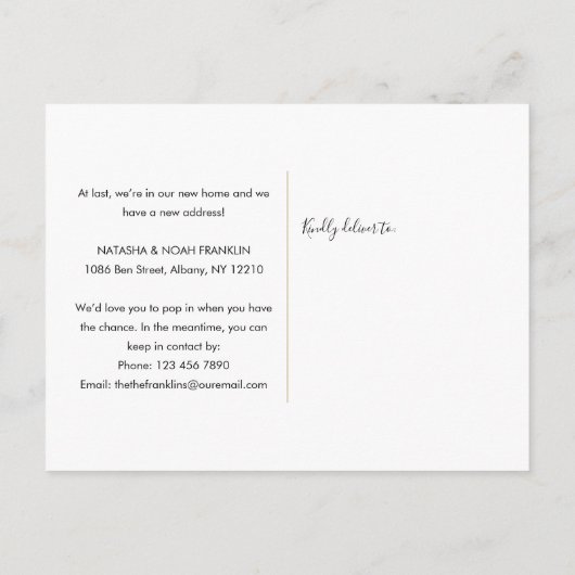 Elegant Script New Home Photo We hebben verplaatst Aankondigingskaart (Achterkant)