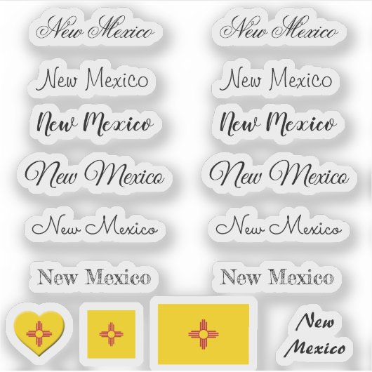 Elegant script New Mexico & Flag USA/name Set Sticker (Voorkant)