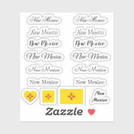 Elegant script New Mexico & Flag USA/name Set Sticker