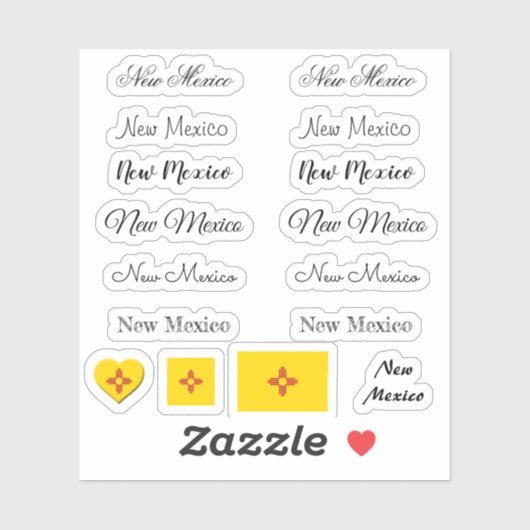 Elegant script New Mexico & Flag USA/name Set Sticker (Vel)