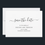 Elegant Script Niet Foto Eenvoudige Moderne Bruilo Save The Date<br><div class="desc">Eenvoudige bruiloft niet-foto Sla de Date-kaart op met een schoon en minimalistisch design met een elegante aanraking met "save the date" in script met een wasbeurt. Een modern zwart-wit sparen de Datum zonder afbeeldingen die prachtig met om het even welke stijl van bruiloft coördineert.</div>