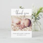 Elegant Script Nieuwe Baby Aankondiging Fotokaart (Staand voorkant)