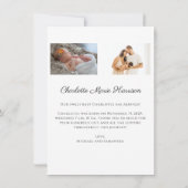 Elegant Script Nieuwe Baby Aankondiging Fotokaart (Achterkant)