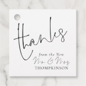 Elegant Script Nieuwe Mr Mrs Wedding Elke kleur Bedankjes Labels (Voorkant)