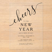 Elegant script nieuwjaarsfeest acryl uitnodigingen (Voorkant)
