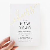 Elegant script nieuwjaarsfeest folie uitnodiging