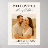 Elegant Script Night Before Photo Wedding Welcome Poster (Voorkant)