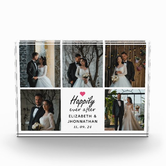 Elegant script nog lang en gelukkig na fotocollage fotoblokken (Voorkant)