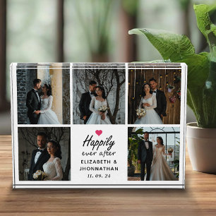 Elegant script nog lang en gelukkig na fotocollage fotoblokken