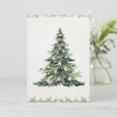 Elegant Script Non Photo Christmas Tree Watercolor Kaart (Staand voorkant)