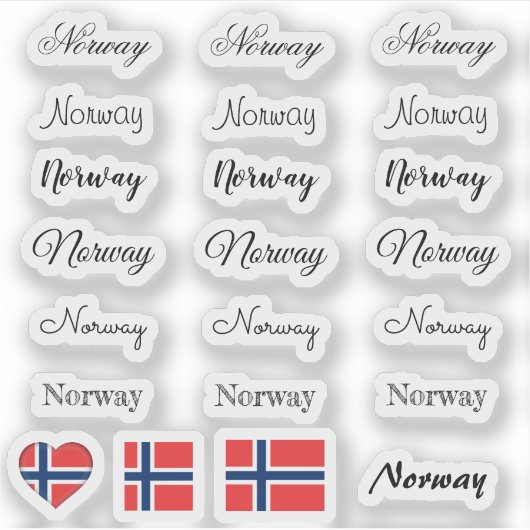 Elegant script Noorwegen & Noorse vlag / naam Set Sticker (Voorkant)