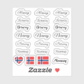 Elegant script Noorwegen & Noorse vlag / naam Set Sticker (Vel)