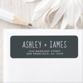Elegant script off-Black Wedding Return Address Etiket (Insitu)