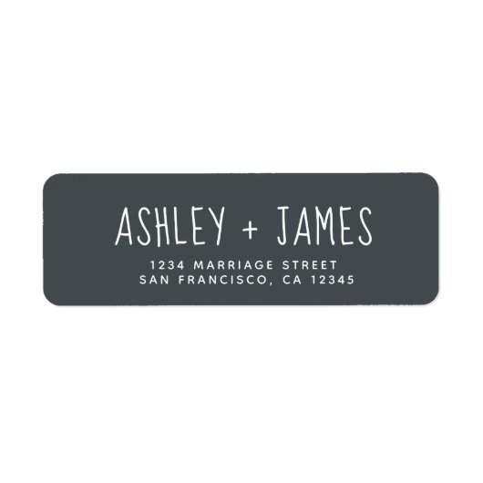 Elegant script off-Black Wedding Return Address Etiket (Voorkant)