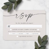 Elegant Script Off-White Ivory Wedding Meal Choice RSVP Kaartje