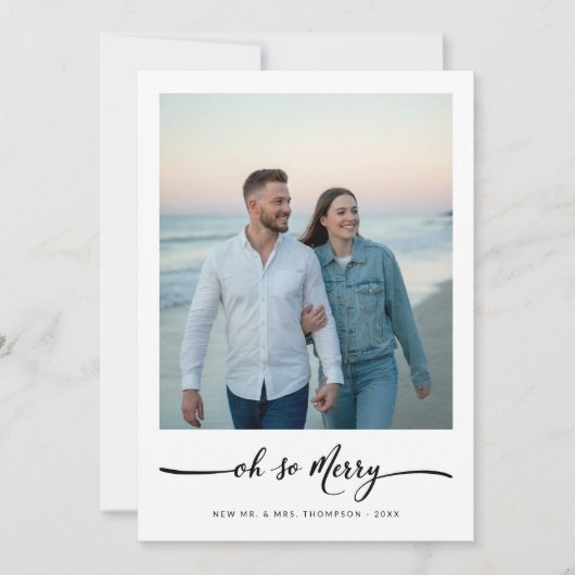 Elegant script Oh So Merry Christmas Beach Foto Feestdagenkaart (Voorkant)