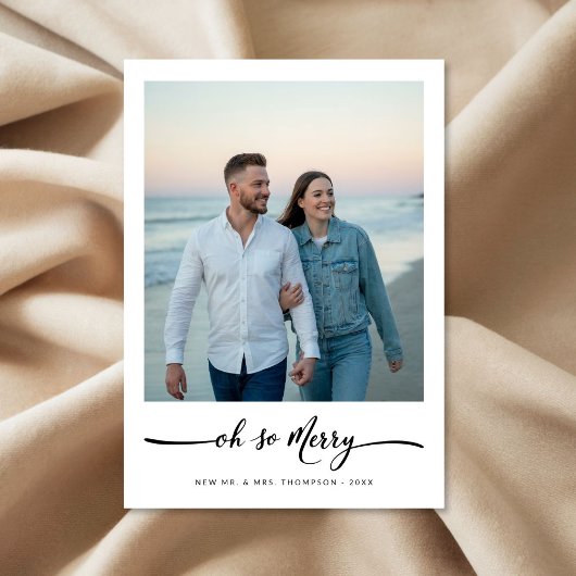 Elegant script Oh So Merry Christmas Beach Foto Feestdagenkaart