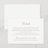 Elegant Script  Olijfgrijs Trouwdetails Kaart (Voorkant / Achterkant)