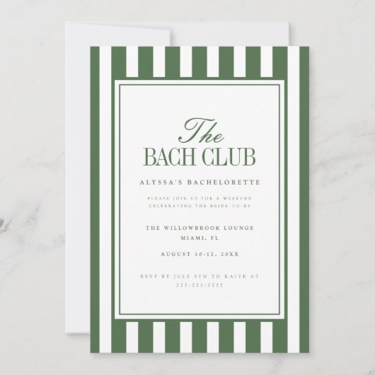 Elegant Script Olijfgroen Bachelorette-weekend Kaart (Voorkant)