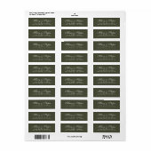 Elegant Script Olijfgroen  Witte Trouw Retouradres Etiket (Full Sheet)
