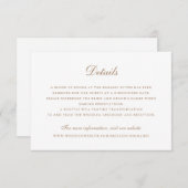 Elegant Script  Olive Gold bruiloft Details Kaart (Voorkant / Achterkant)