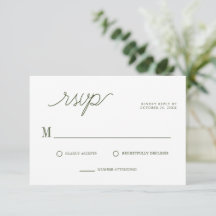 Elegant script Olive Green Minimal Wedding